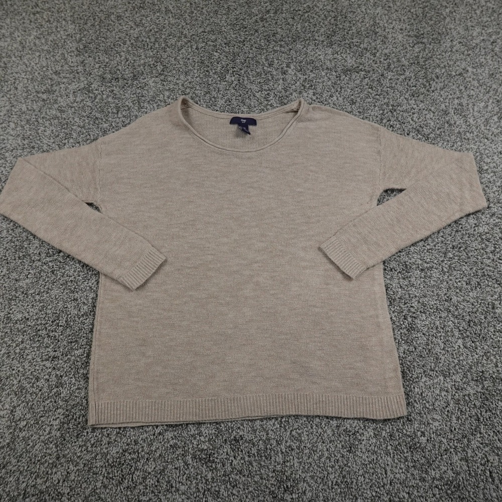 Gap Sweater Womens XS Beige Ragg Marled Flecked‎ Heather Slub Pullover Crewneck